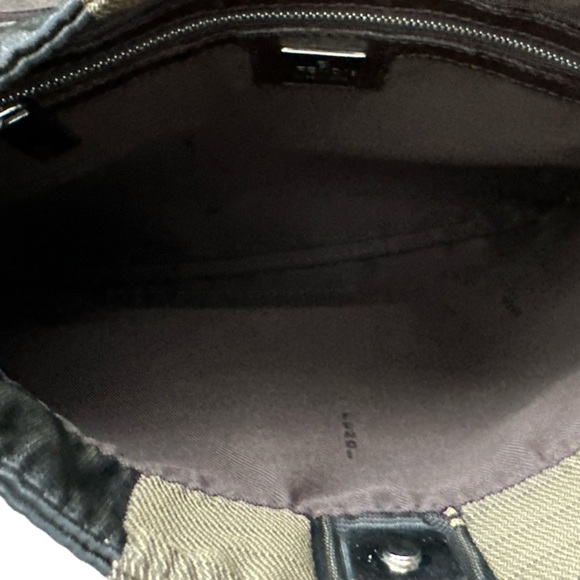 FENDI Vintage Pequin Stripe Crossbody Bag Tobacco Brown Canvas Leather Authentic - Picture 6 of 13